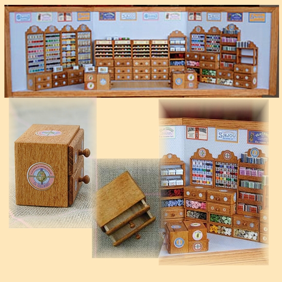 Kurzwarenladen / Nähstübchen, Puppenstubenminiatur in 1zu12